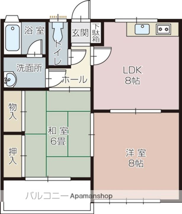 群馬県高崎市中里見町の賃貸アパートの間取り