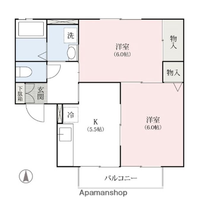 群馬県前橋市下細井町の賃貸アパートの間取り