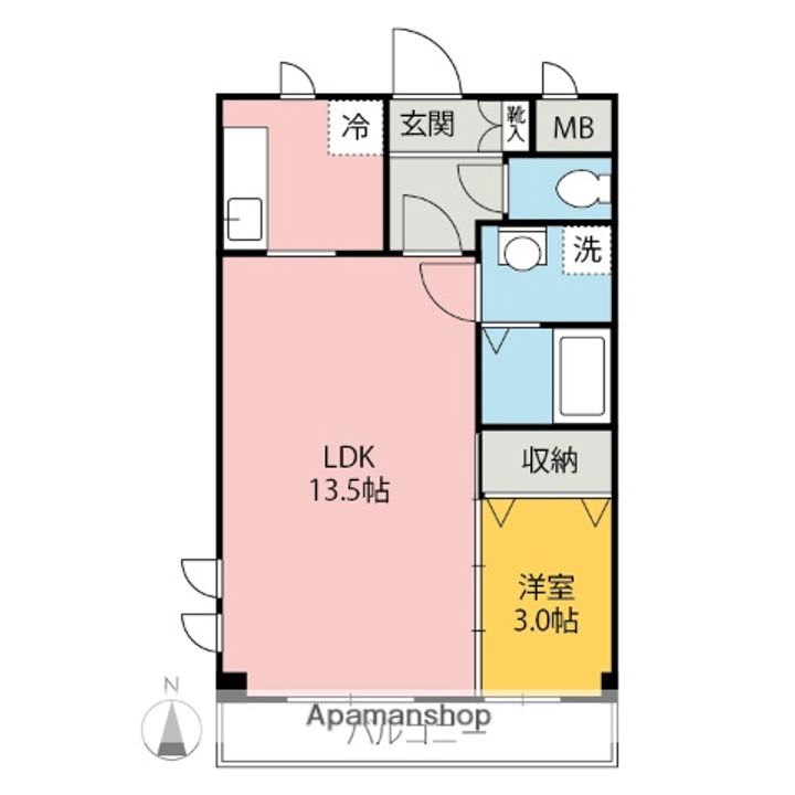 群馬県前橋市下小出町2丁目の賃貸マンションの間取り