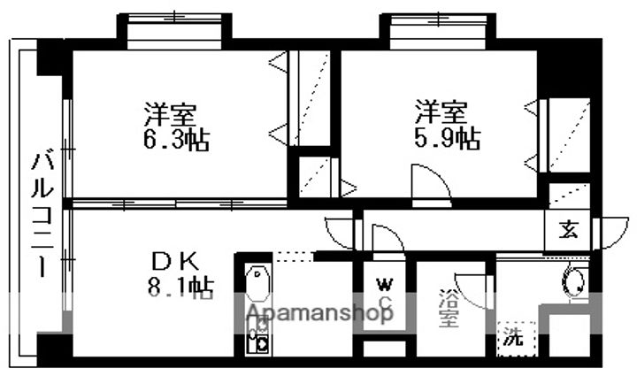埼玉県蕨市錦町2丁目の賃貸マンションの間取り