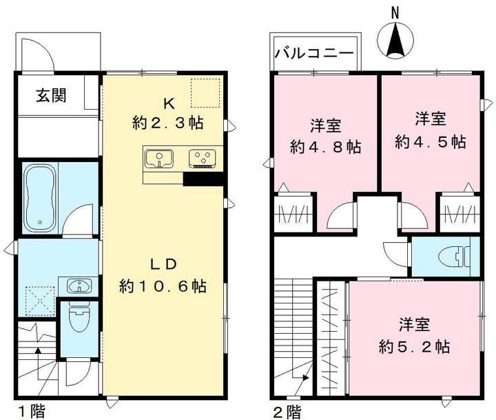 埼玉県さいたま市見沼区大和田町2丁目(一戸建)の賃貸物件戸建ての間取り