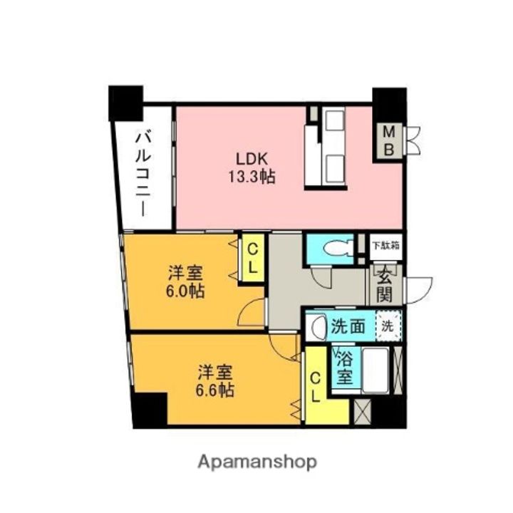 埼玉県春日部市粕壁2丁目の賃貸マンションの間取り