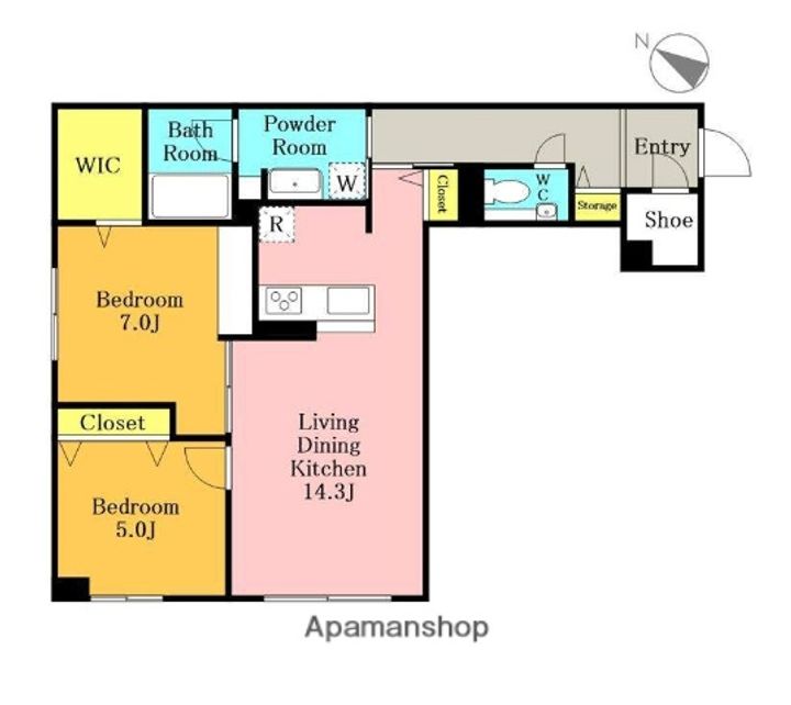 埼玉県さいたま市浦和区北浦和2丁目の賃貸マンションの間取り