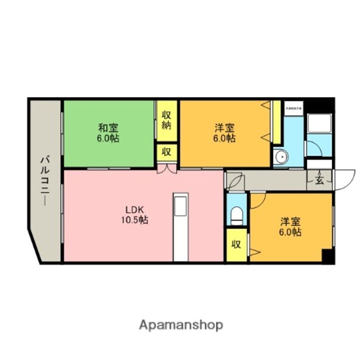 埼玉県さいたま市南区内谷5丁目の賃貸マンション103の間取り