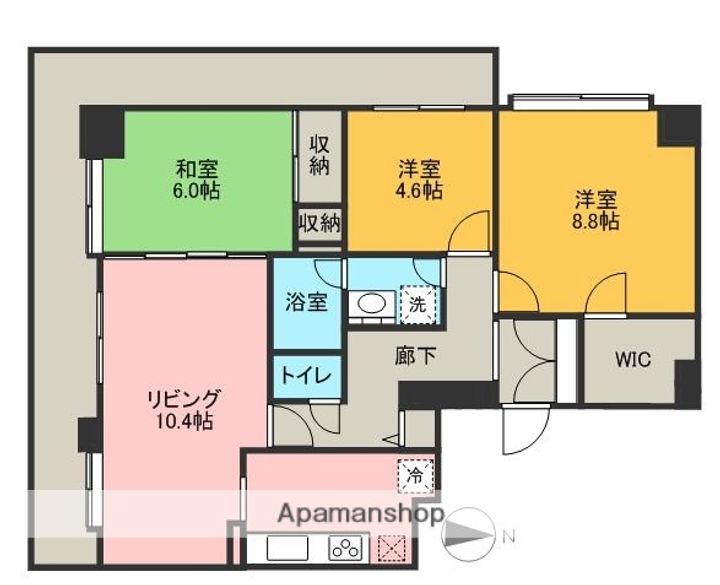 埼玉県北本市東間5丁目の賃貸マンションの間取り