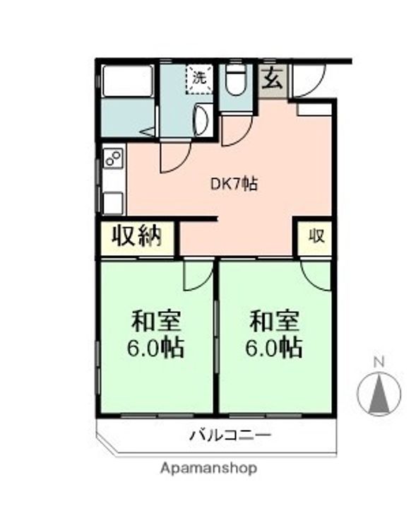 コーポ第二睦月302の間取り