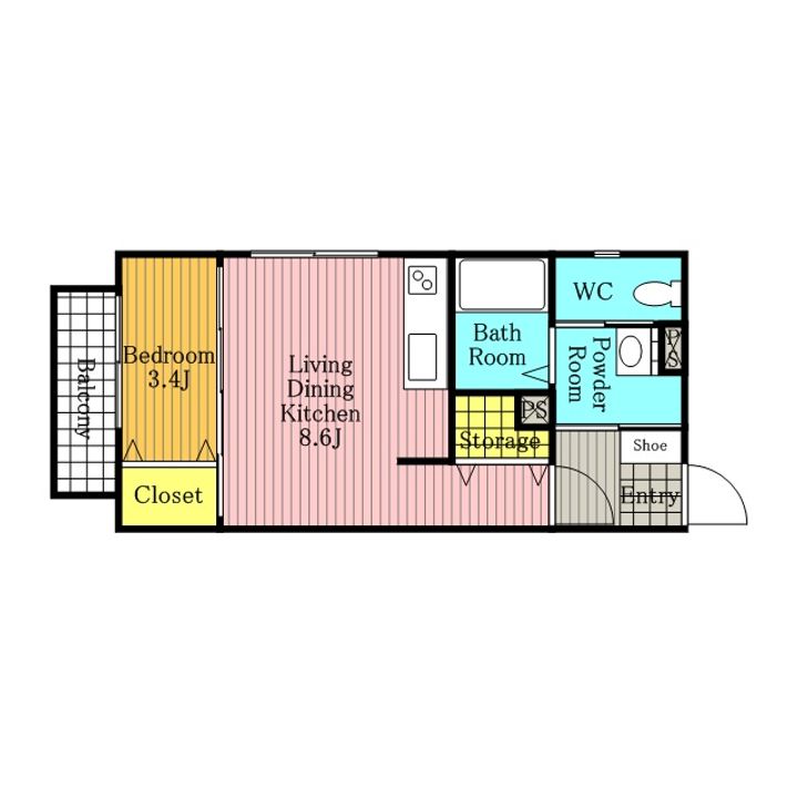 エルメゾン ロシェ101号室の間取り