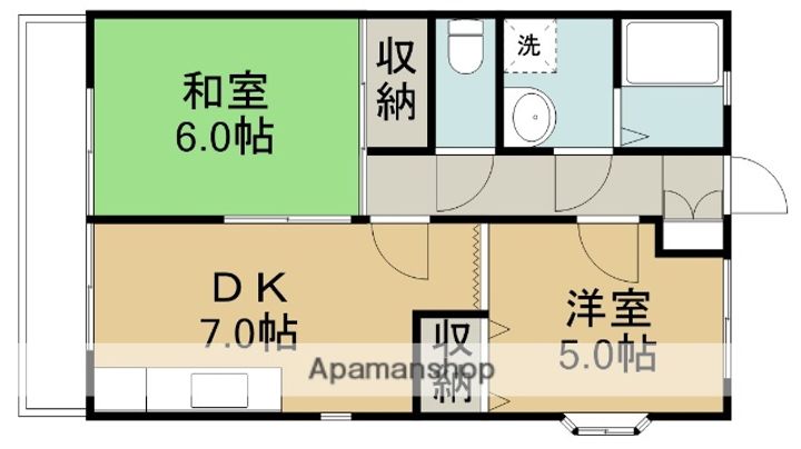 埼玉県川越市大字上戸の賃貸アパートの間取り
