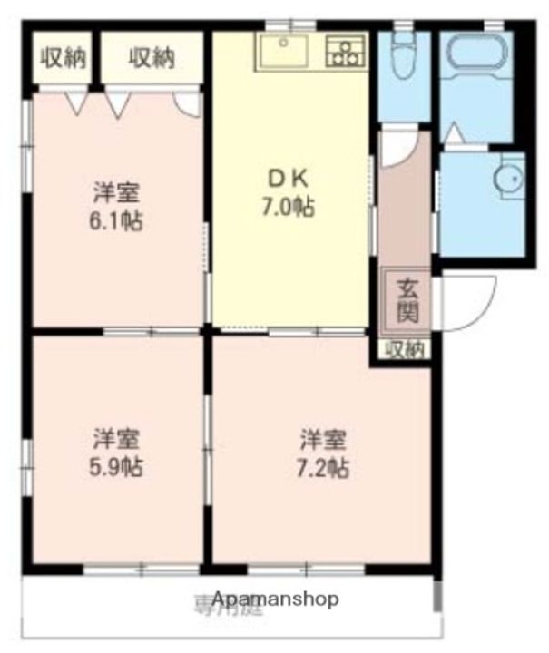 埼玉県比企郡川島町大字中山の賃貸アパートの間取り