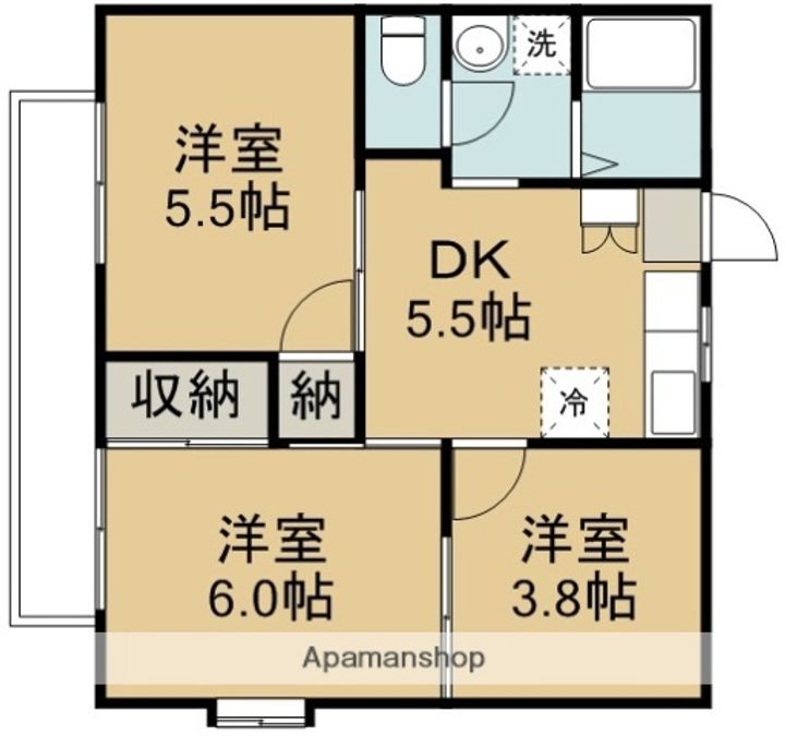 埼玉県川越市大字的場の賃貸アパートの間取り