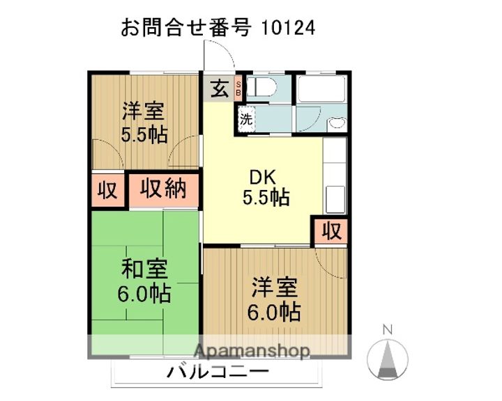 埼玉県所沢市大字下安松の賃貸アパートの間取り