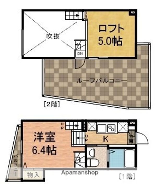 千葉県船橋市山手2丁目の賃貸アパートの間取り