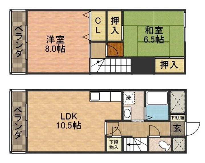 千葉県船橋市本中山5丁目の賃貸マンションの間取り