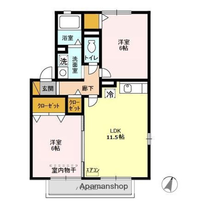 千葉県千葉市緑区おゆみ野中央7丁目の賃貸アパートの間取り