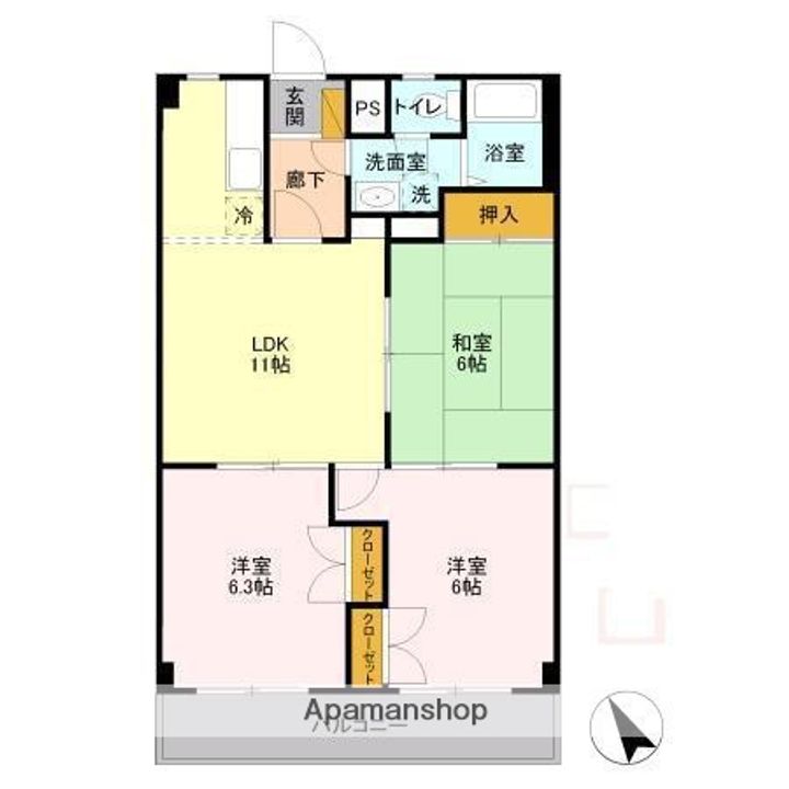 千葉県千葉市緑区おゆみ野3丁目の賃貸マンションの間取り