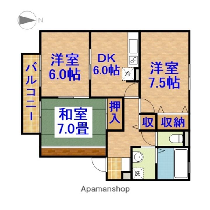 ロイヤルコート鷲巣 参番館101の間取り