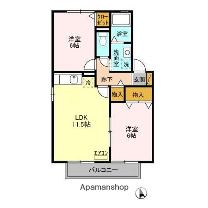 千葉県千葉市緑区おゆみ野南4丁目の賃貸アパートの間取り