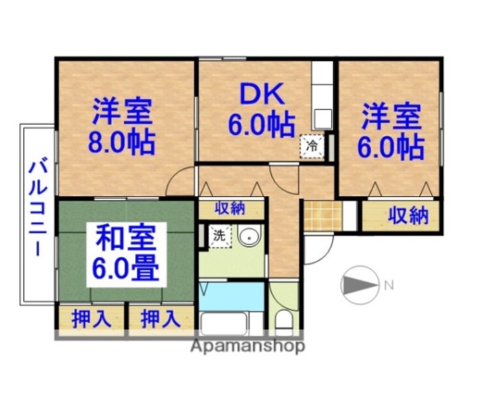 千葉県茂原市鷲巣の賃貸アパートの間取り