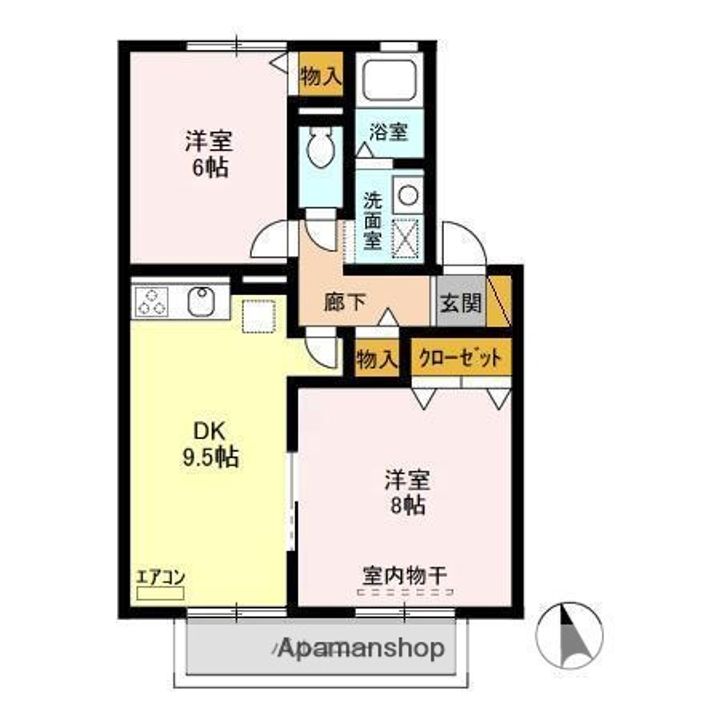 千葉県千葉市緑区おゆみ野南6丁目の賃貸アパートの間取り