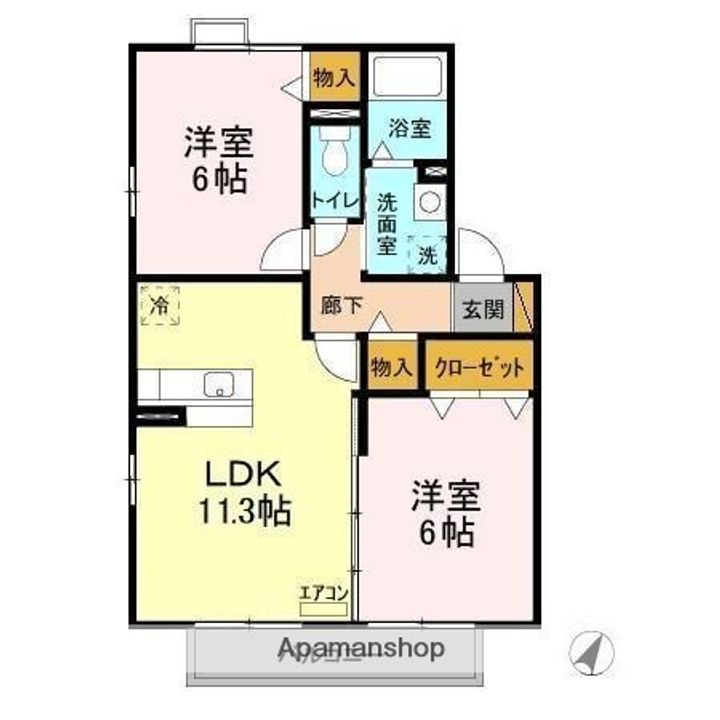 千葉県千葉市緑区あすみが丘東2丁目の賃貸アパートの間取り