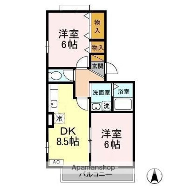 千葉県千葉市緑区おゆみ野中央7丁目の賃貸アパートの間取り