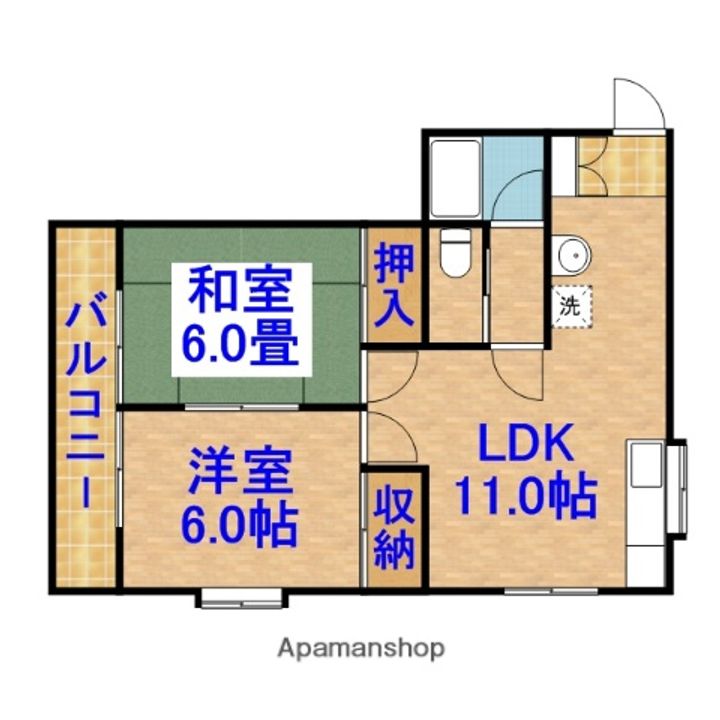 千葉県山武市成東の賃貸マンションの間取り