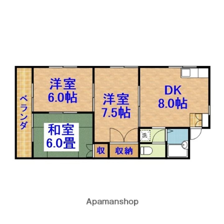 千葉県茂原市東郷の賃貸アパートの間取り