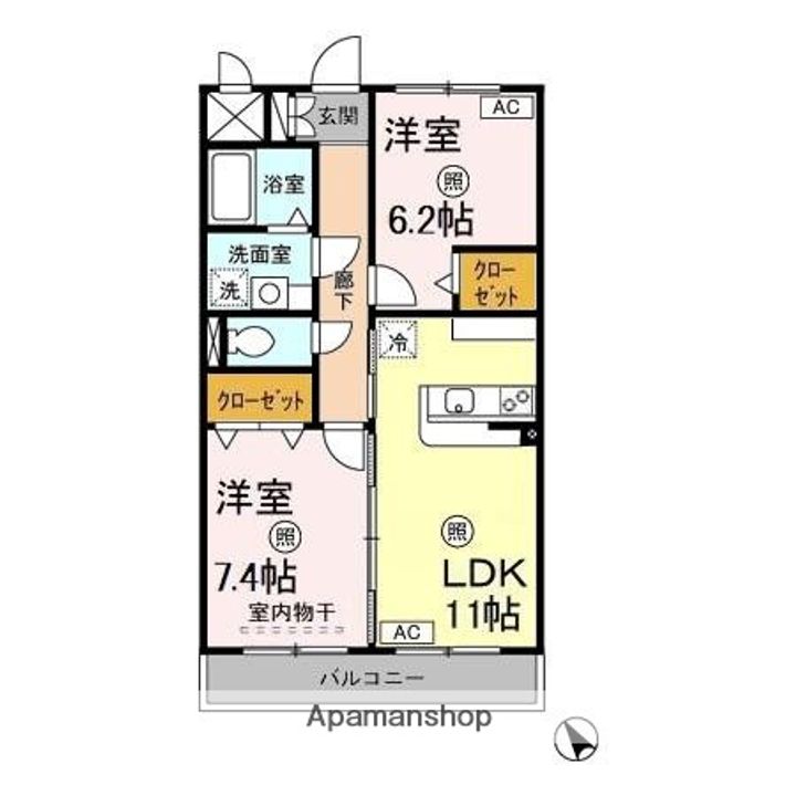 千葉県千葉市緑区おゆみ野南2丁目の賃貸マンションの間取り