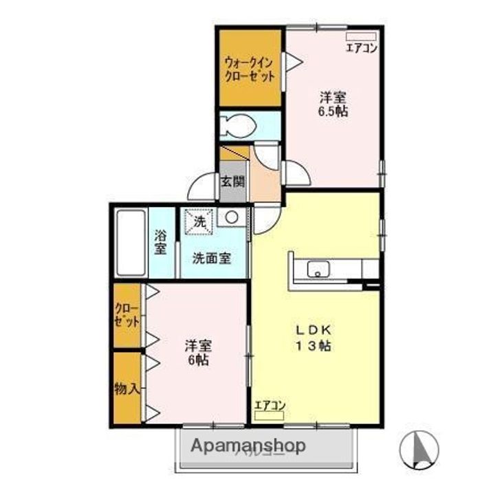 千葉県千葉市緑区おゆみ野南4丁目の賃貸アパートの間取り