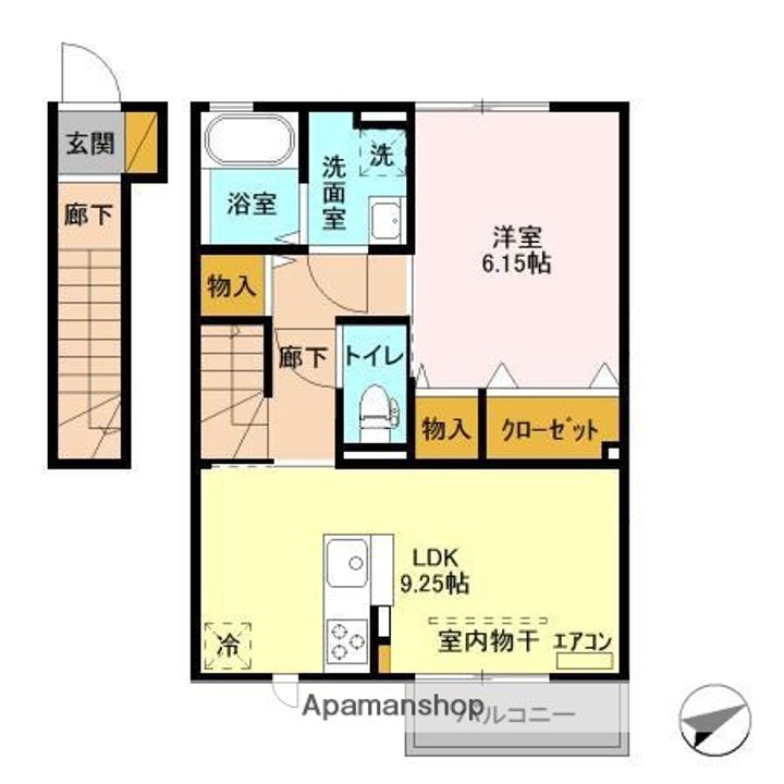 千葉県千葉市中央区千葉寺町の賃貸アパートの間取り