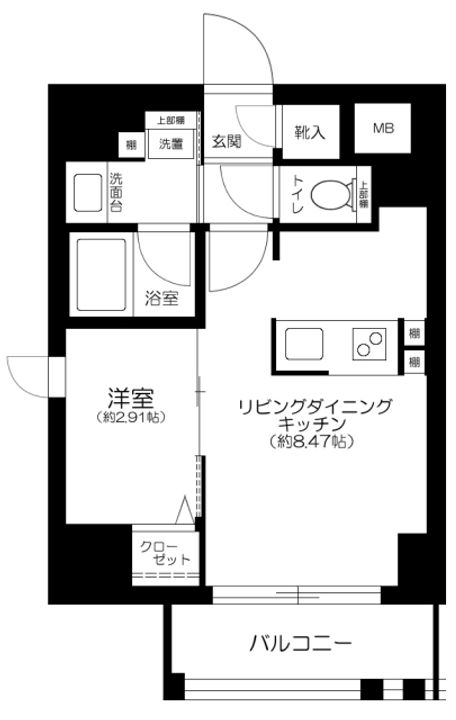東京都千代田区神田三崎町2丁目の賃貸マンションの間取り