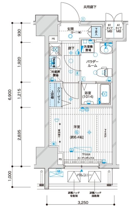 東京都大田区蒲田3丁目の賃貸マンションの間取り