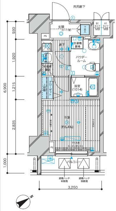 メインステージ蒲田Ⅵエグザ705号室の間取り