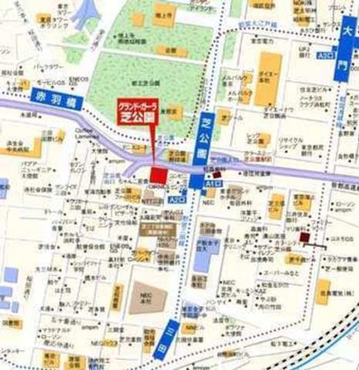 東京都港区芝3丁目の賃貸マンションの周辺