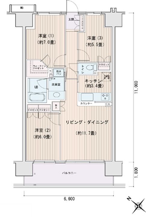 エスティメゾン豊洲レジデンスAの間取り