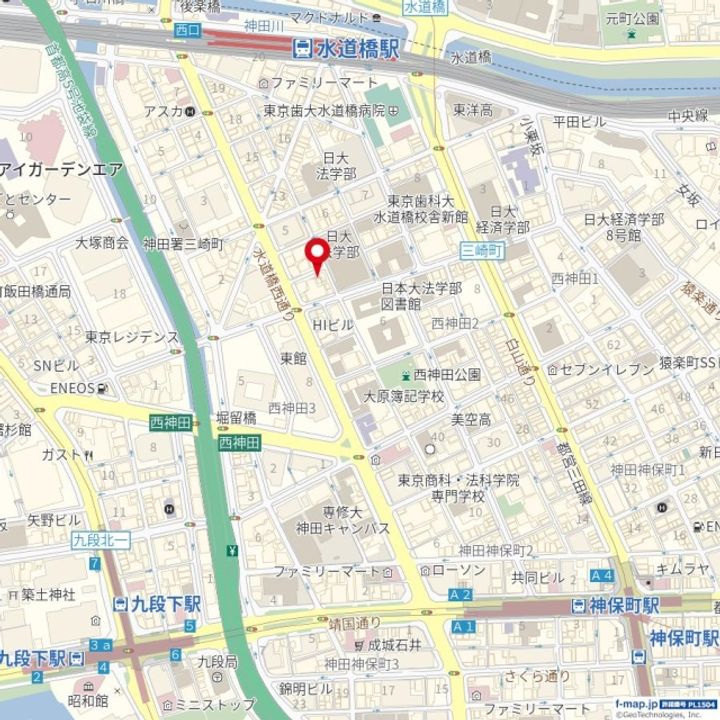 東京都千代田区神田三崎町2丁目の賃貸マンションの周辺