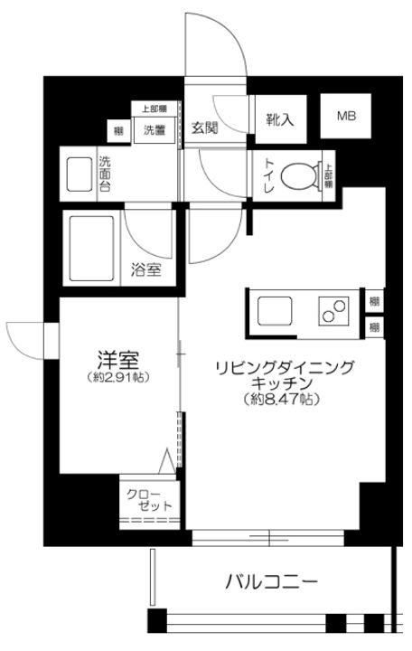 東京都千代田区神田三崎町2丁目の賃貸マンションの間取り