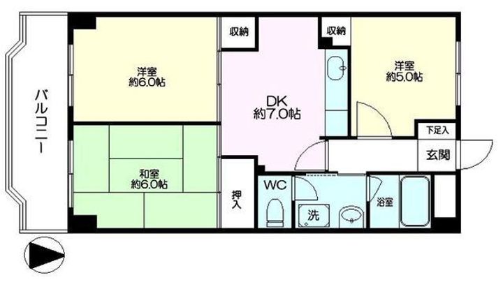 東京都葛飾区東四つ木4丁目の賃貸マンションの間取り