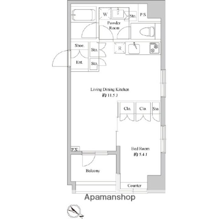 東京都中央区日本橋浜町3丁目の賃貸マンションの間取り