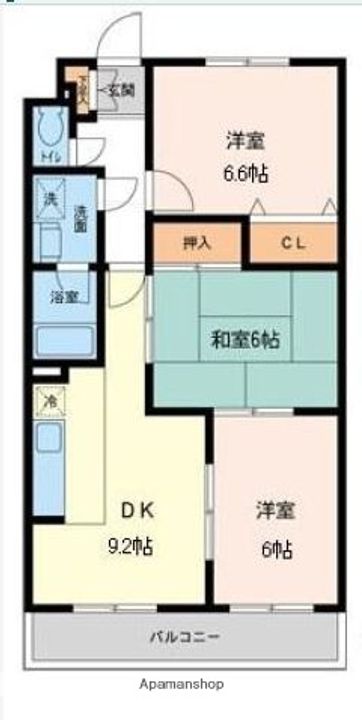 東京都小金井市中町2丁目の賃貸マンションの間取り