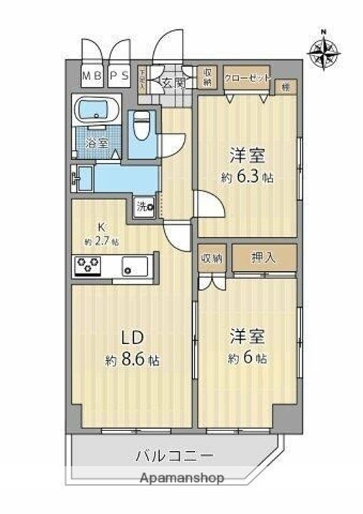 東京都杉並区松ノ木1丁目の賃貸マンションの間取り