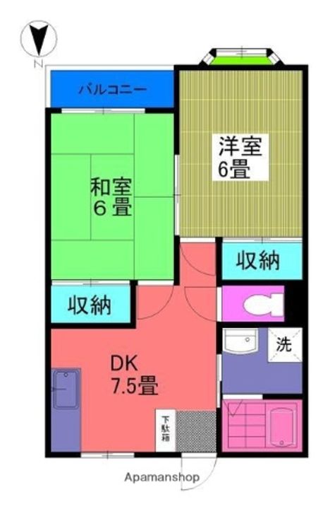 東京都三鷹市井口1丁目の賃貸マンションの間取り