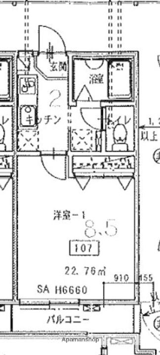 東京都世田谷区北烏山1丁目の賃貸アパートの間取り