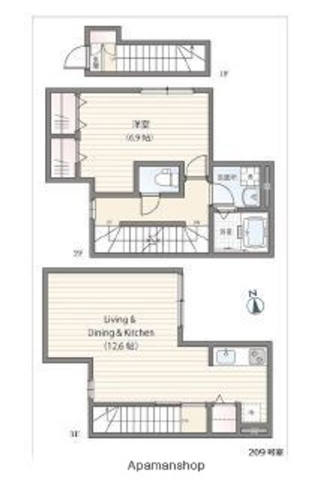 東京都三鷹市下連雀3丁目の賃貸アパートの間取り