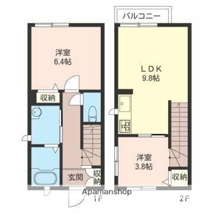 東京都三鷹市牟礼7丁目の賃貸アパートの間取り