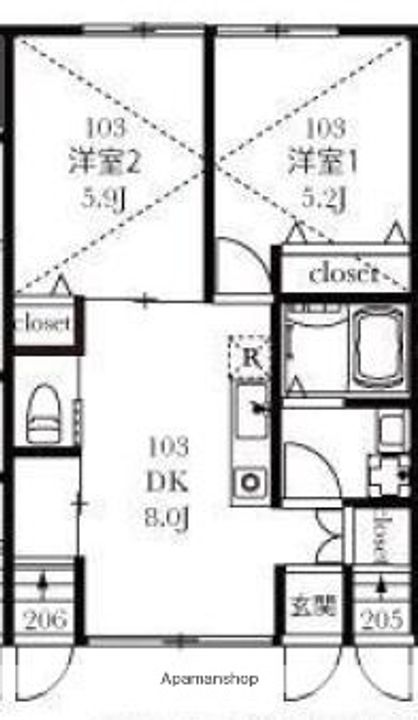 東京都杉並区宮前3丁目の賃貸アパートの間取り