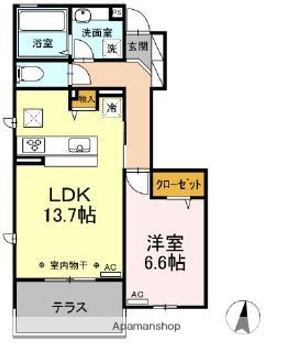 東京都三鷹市北野3丁目の賃貸アパートの間取り