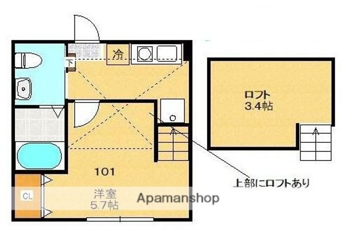 東京都小金井市貫井北町1丁目の賃貸アパートの間取り