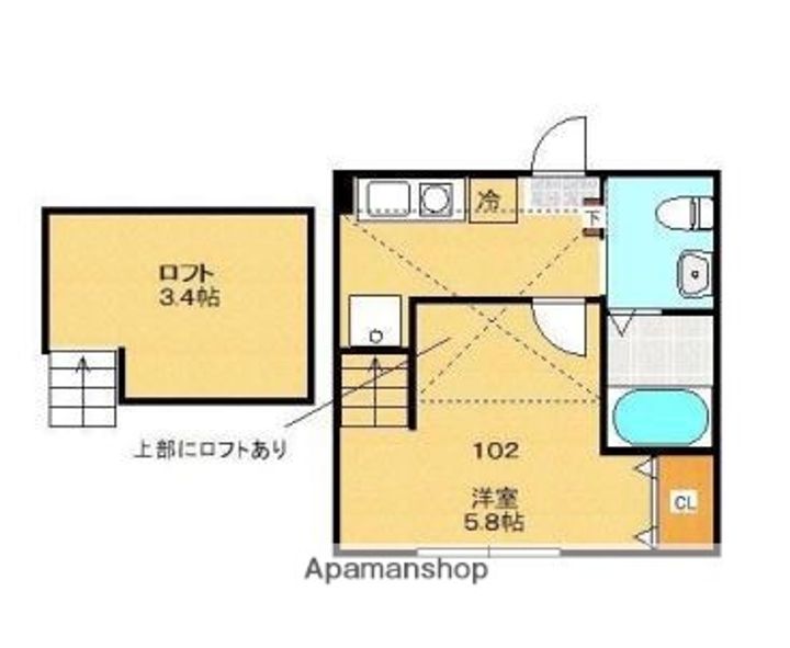 東京都小金井市貫井北町1丁目の賃貸アパートの間取り