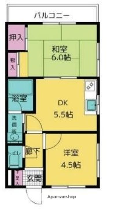 東京都三鷹市牟礼4丁目の賃貸アパートの間取り